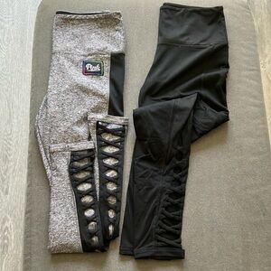 PINK Victoria's Secret Yoga Criss Cross Design Leggings - 2 Pairs Black/Gray